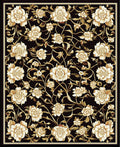 Elegant Black Floral Vine Motif Rug