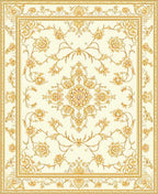 Ornate Gold Floral Pattern Rug