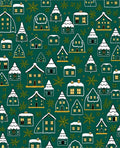 Winter Village Houses Snowy Evergreen Whimsical Rug