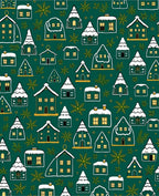 Winter Village Houses Snowy Evergreen Whimsical Rug