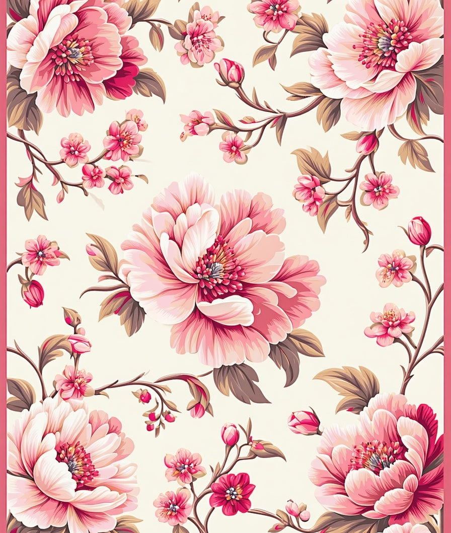 Vintage Pink Blossom Floral Design Rug