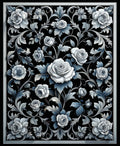 Tonal Gray Floral Flourish Design Rug