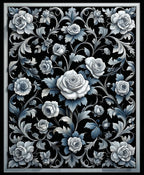 Tonal Gray Floral Flourish Design Rug