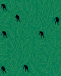Green Leaf Pattern with Silhouettes Rug