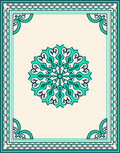 Teal Mandala Floral Border Rug