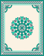 Teal Mandala Floral Border Rug