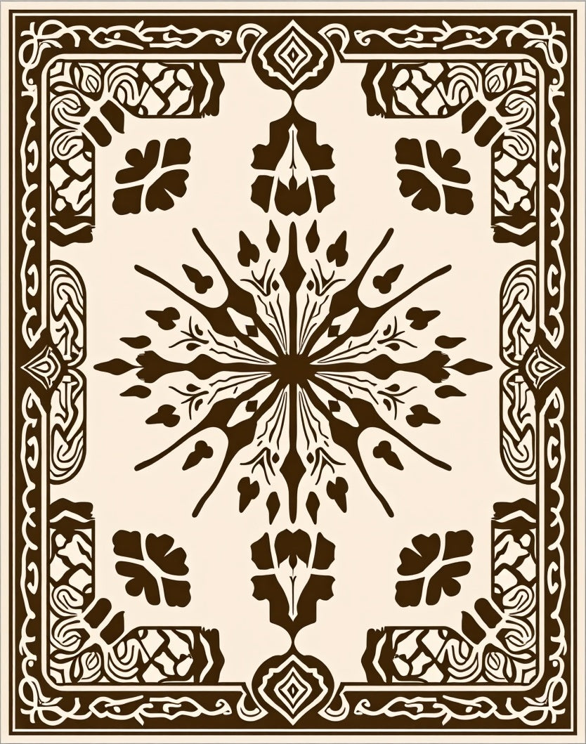 Intricate Floral Leaf Pattern Design Rug