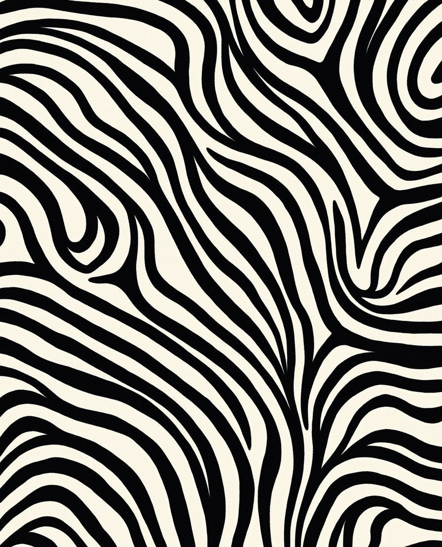 Bold Black White Wavy Stripes Pattern Rug