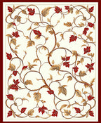 Floral Vine With Red Leaves Design Rug
