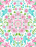 Pink Floral Birds Pattern Rug