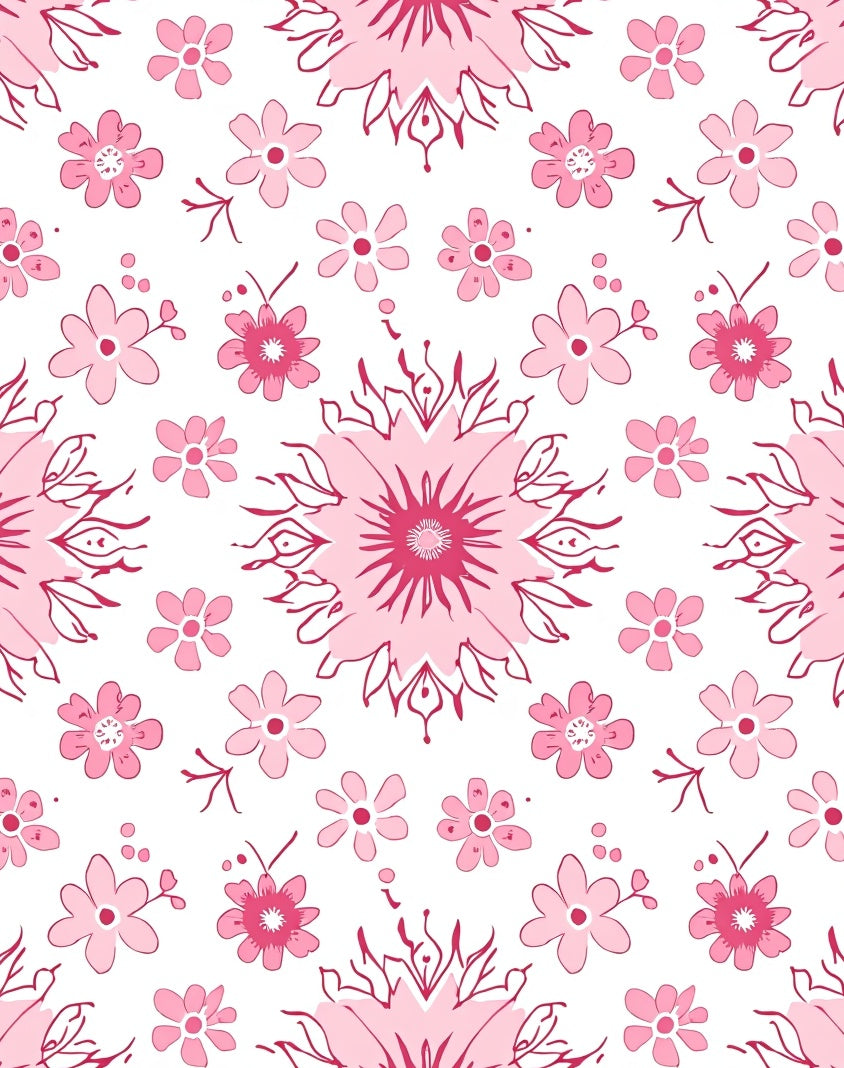 Pink Floral Mandala Pattern Design Rug