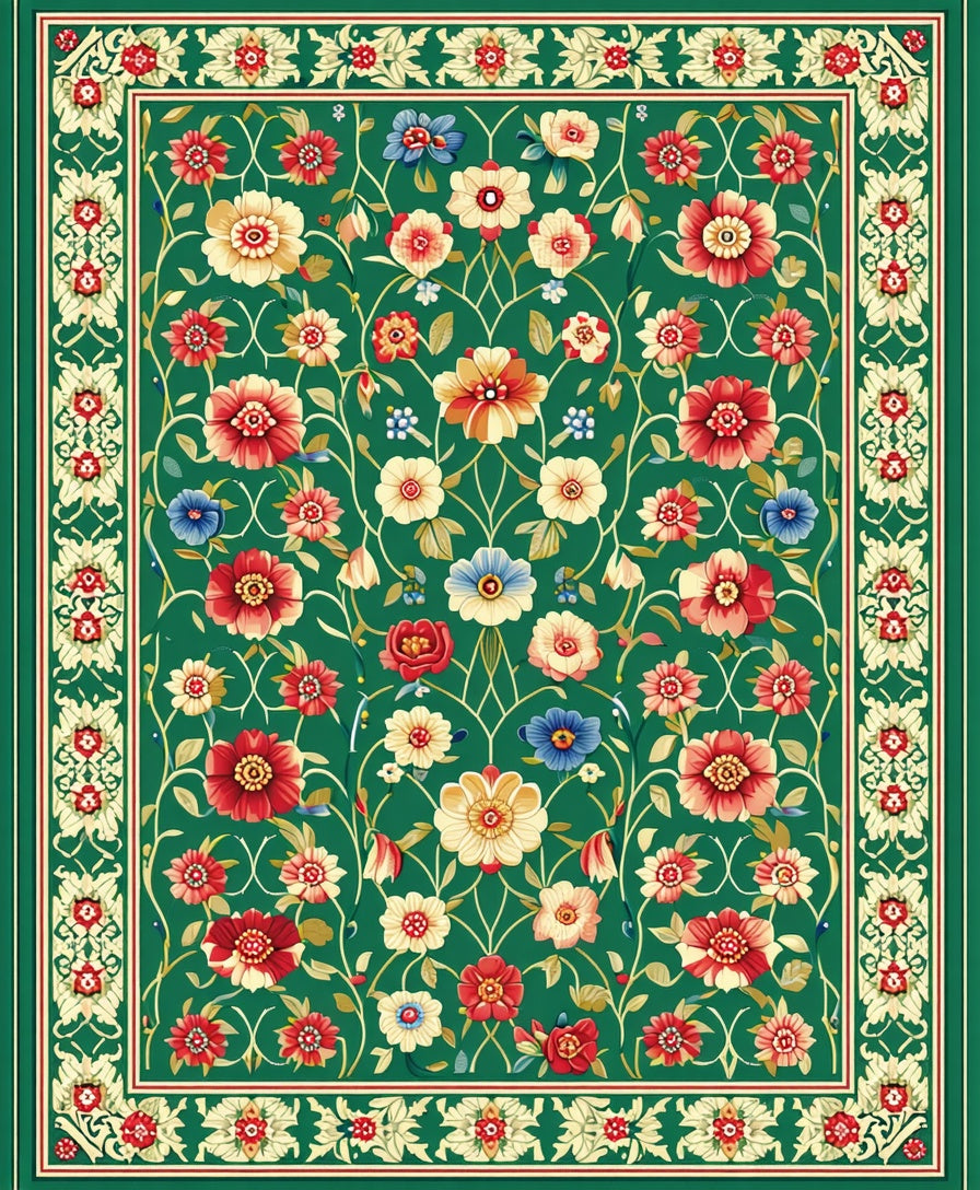 Lush Floral Vine Pattern Rug