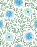 Blue Daisy and Leaf Pattern Rug