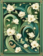 Elegant Floral Swirls Green Rug