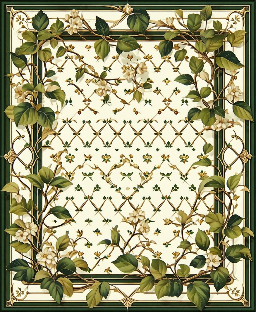 Vintage Floral Lattice Pattern Rug