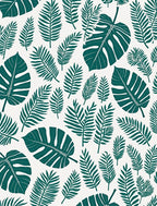 Tropical Leaf Pattern Green Design Rug