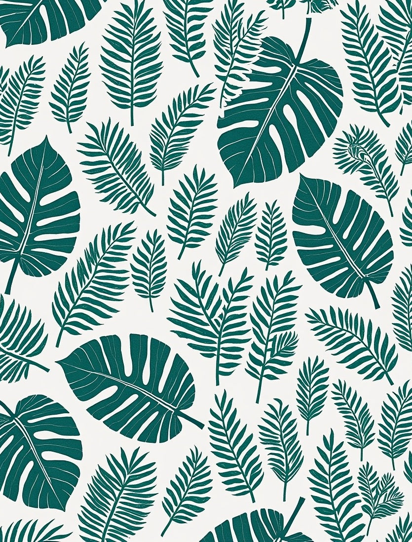 Tropical Leaf Pattern Green Design Rug
