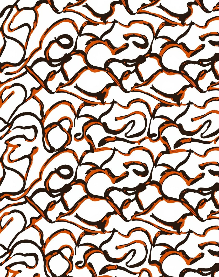 Abstract Wavy Brushstroke Orange Line Rug
