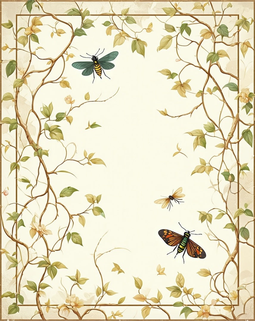 Vintage Floral Vines and Insects Rug