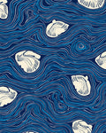 Abstract Blue Swirls With Shell Shapes Rug
