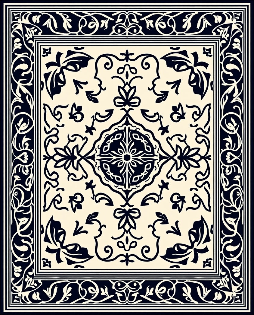 Classic Floral Scrollwork Intricate Design Rug
