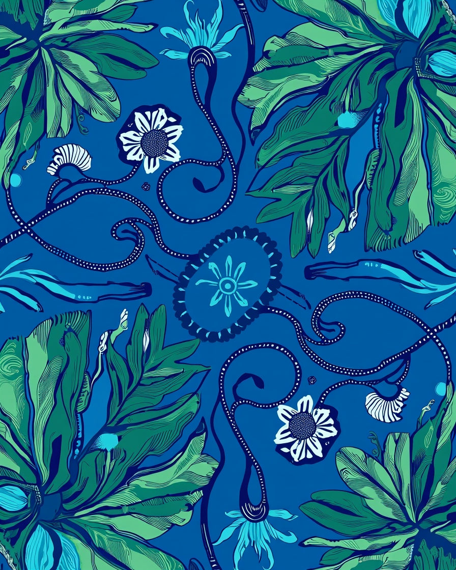 Exotic Floral Vine Pattern Rug