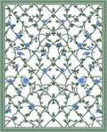Blue Floral Vine Lattice Pattern Rug