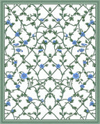 Blue Floral Vine Lattice Pattern Rug