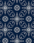 Navy White Snowflake Mandala Arrangement Rug
