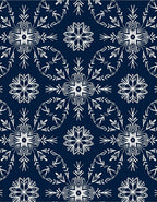 Navy White Snowflake Mandala Arrangement Rug