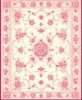 Elegant Pink Floral Scroll Pattern Rug