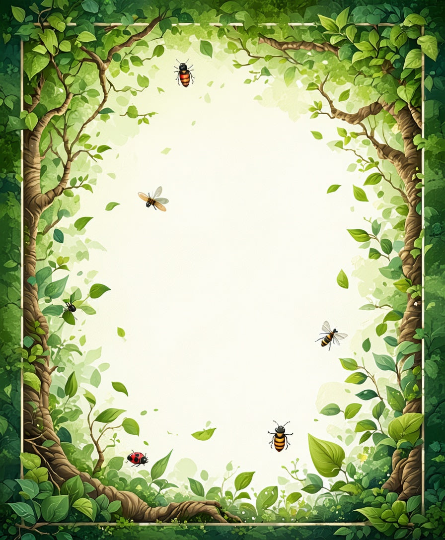 Enchanted Forest Insects Botanical Frame Rug