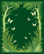 Whimsical Forest Butterflies Ferns Design Rug