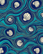 Coastal Seashell Swirls Pattern Rug