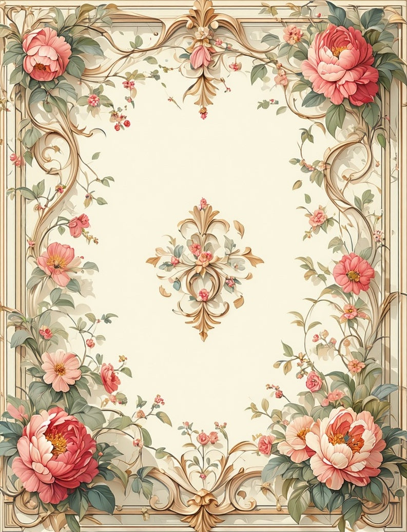 Romantic Floral Swirls Accent Rug