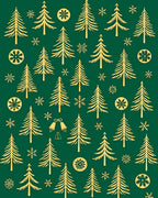 Gold Pine Trees Snowflakes Bells Rug