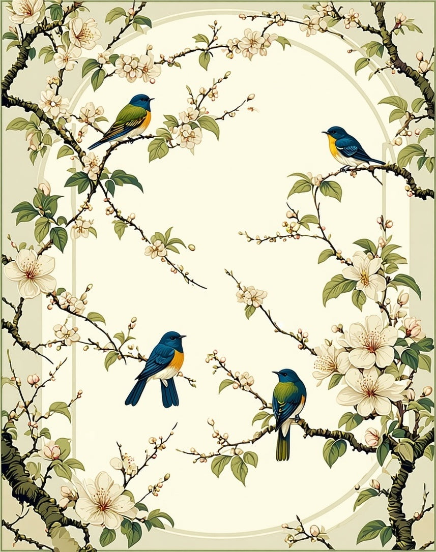 Birds and Blossoms Eastern Style Rug