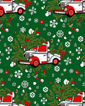 Christmas Truck Pine Holly Snowflakes Rug