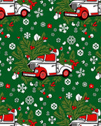Christmas Truck Pine Holly Snowflakes Rug
