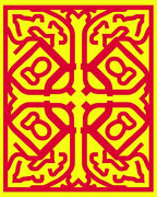 Bold Geometric Symmetry Red Yellow Rug
