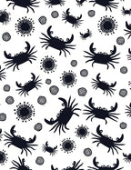 Whimsical Black Crab Pattern Rug