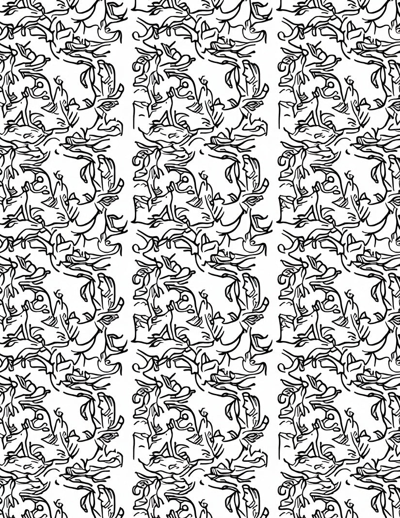 Abstract Figure Patterned Black and White Rug