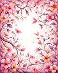 Pink Floral Swirl Vine Pattern Rug