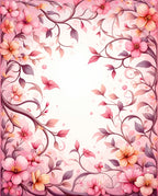 Pink Floral Swirl Vine Pattern Rug