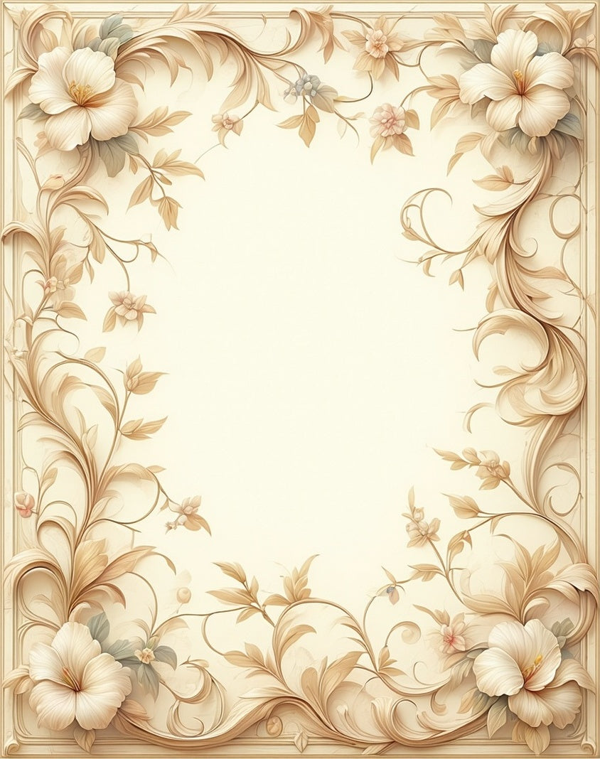Elegant Floral Swirls Cream Rug