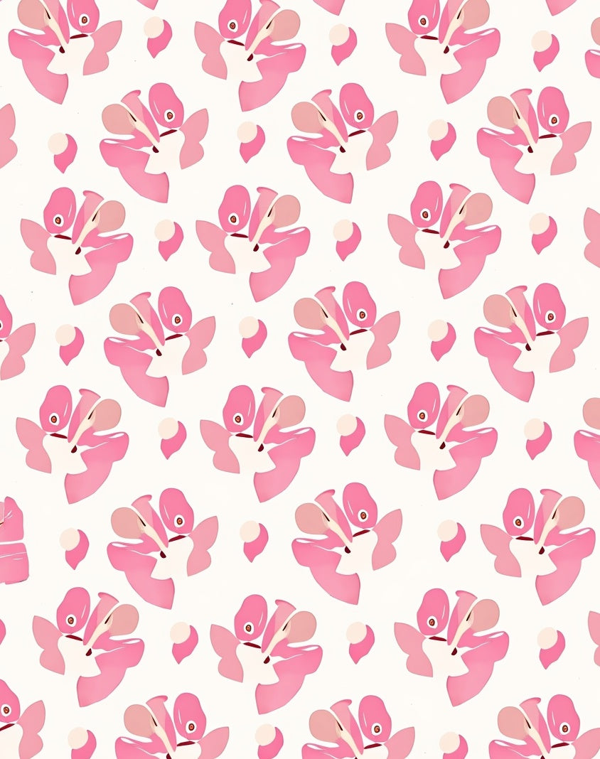Pink Floral Patterned Abstract Rug