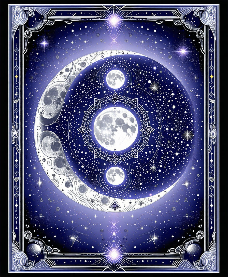 Celestial Moon Star Pattern Rug