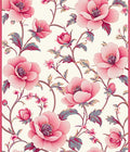 Ornate Pink Floral Vine Pattern Rug