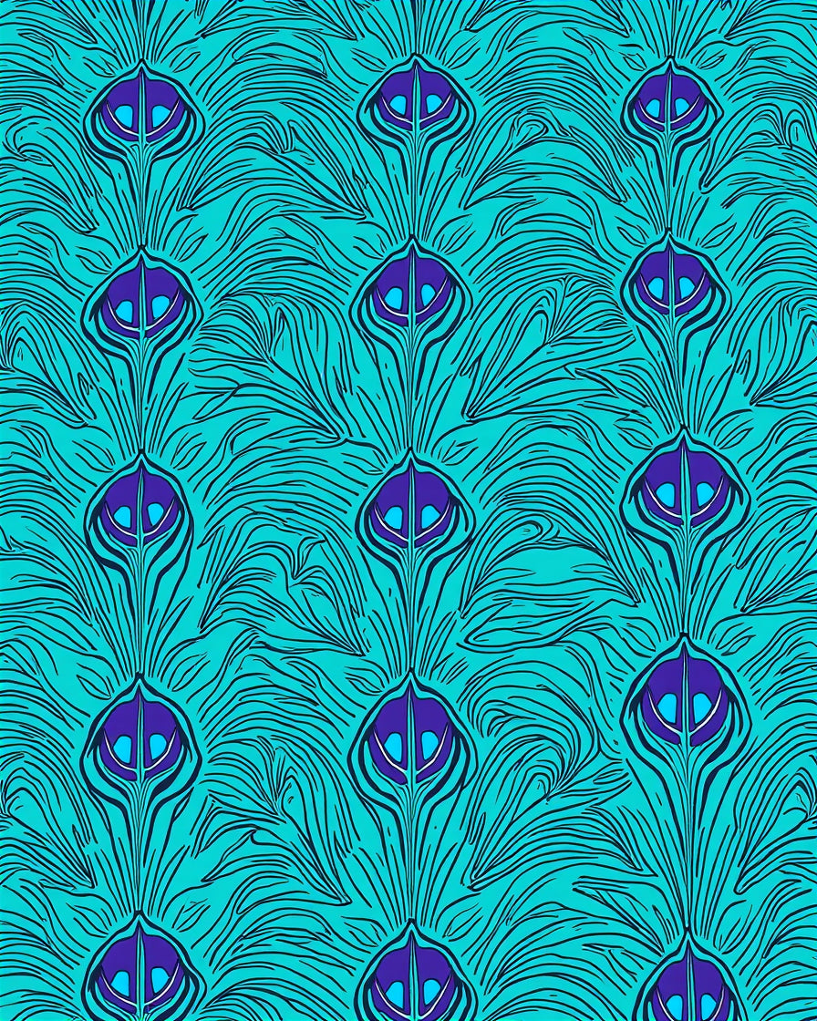 Art Nouveau Peacock Feather Pattern Rug