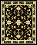 Ornate Gold Black Floral Pattern Rug